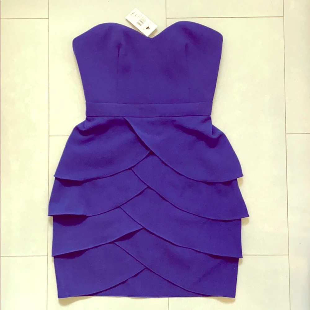 Club Monaco strapless purple cocktail dress